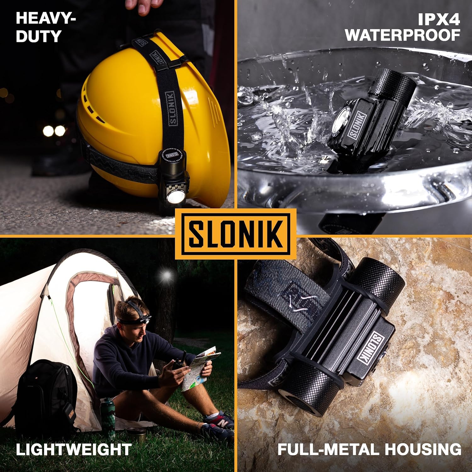 SLONIK Rechargeable Headlamp 1000 Lumens Waterproof 60ft Beam