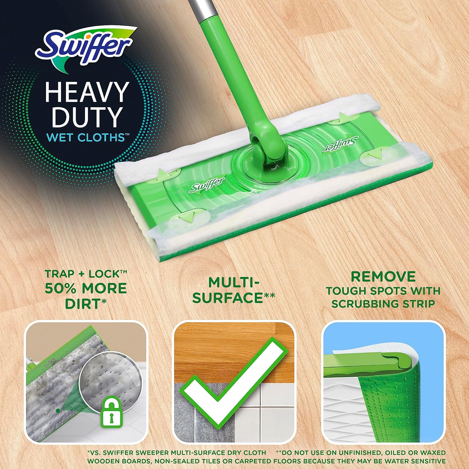 Swiffer Sweeper Pet Heavy Duty Deep Clean Multi-Surface Wet Cloth