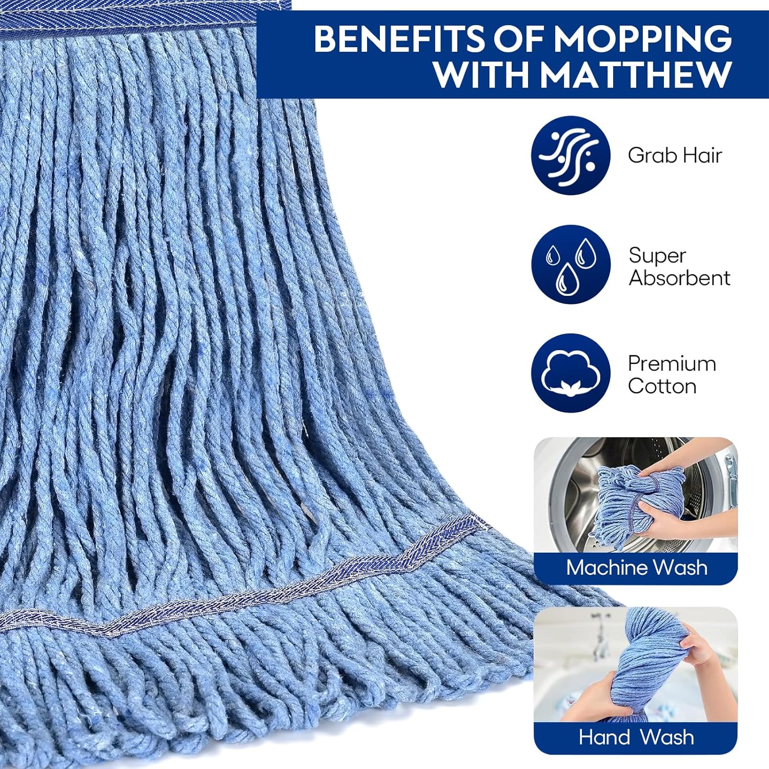 Heavy Duty Mop Head - Blue Cotton Loop