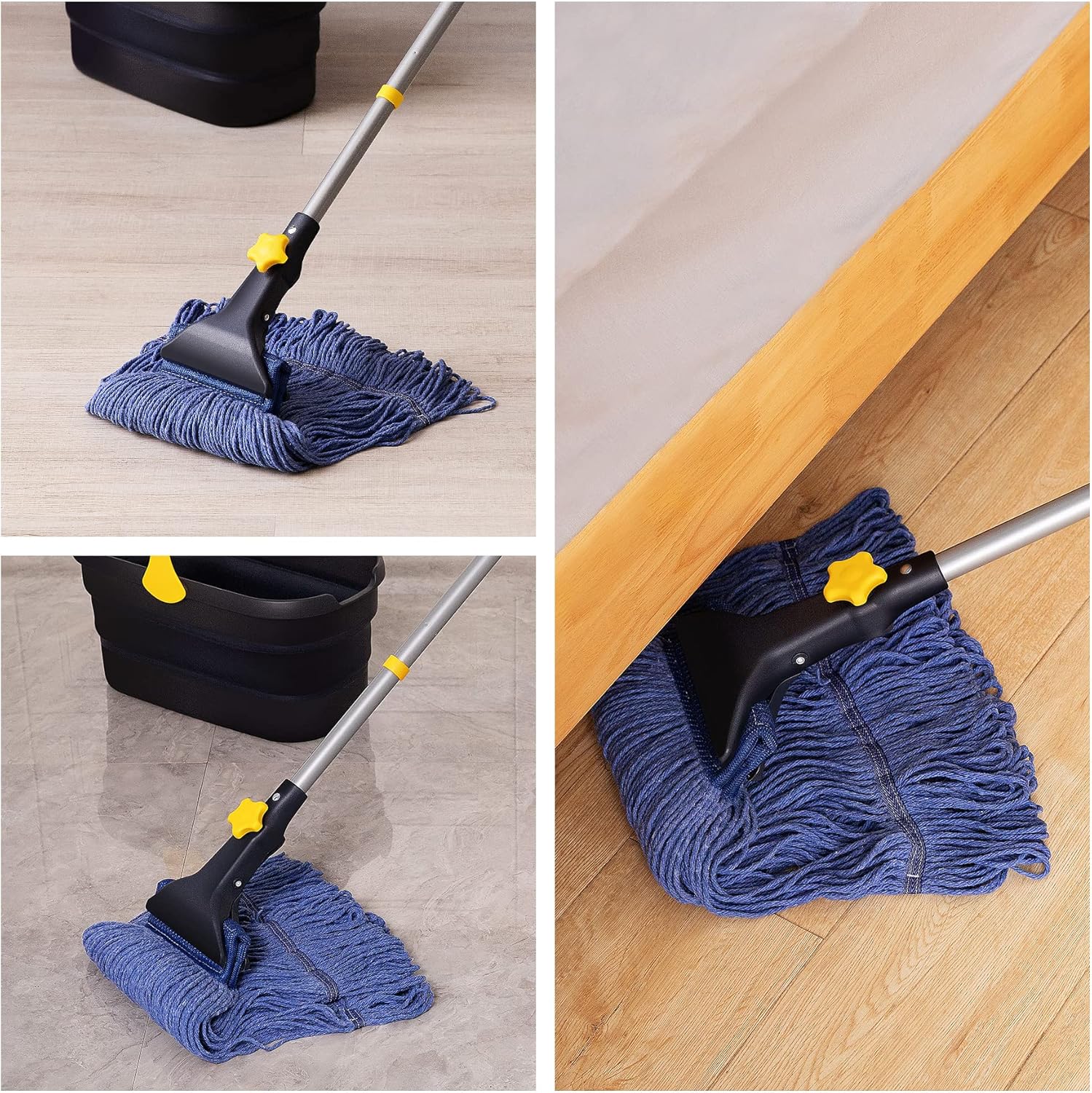 Yocada Looped-End String Wet Mop Heavy-Duty Telescoping Replacement Heads Included